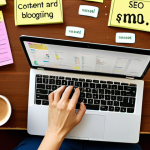 **

*   **Prompt:** A visually appealing blog header image showcasing someone excitedly typing on a laptop, surrounded by sticky notes with keywords like "SEO," "Content," and "Audience." Include Thai baht symbols subtly in the background to represent blogging income. The overall style should be bright and inviting.

**