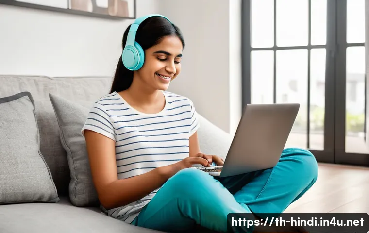 힌디어와 아유르베다 - **Learning Hindi with Modern Tech**
    Prompt: A cheerful young woman, aged around 25-30, with a wa...